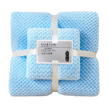 Deluxe fleece and microfiber towel set light blue 2 pieces