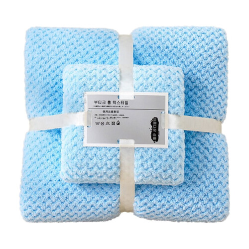 Deluxe fleece and microfiber towel set light blue 2 pieces