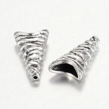 Tibetan-style cone alloy bead caps antique silver 24x12x6mm