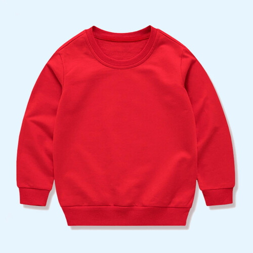 Kids' solid-color long sleeve round neck tee 1
