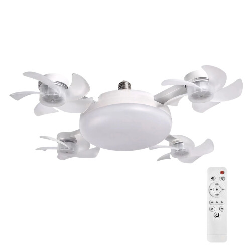 Ventilatore sospeso 2 in 1 con lanterna LED bianca a 4 teste