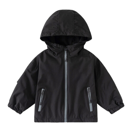 Boys Windbreaker Jacket Lightweight Hooded Zipper Solid