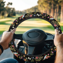Floral Hummingbird Steering Wheel Cover Universal Fit for