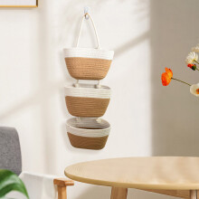 Paniers de rangement suspendus en corde de coton Ă 3 niveaux