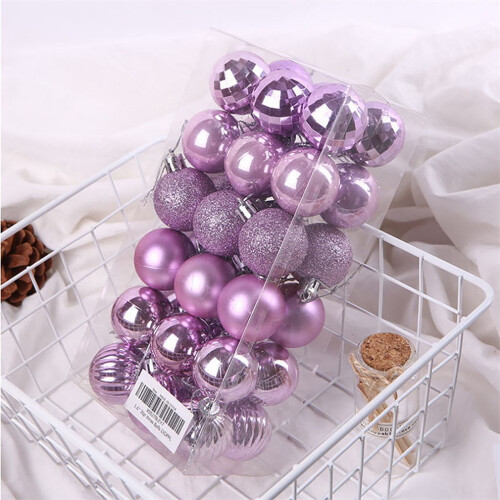 Christmas Balls Purple 4cm Shatterproof 36Pcs