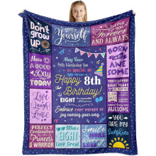 Plaid pour enfant de 8 ans, 76 x 102 cm, cadeau d'anniversaire