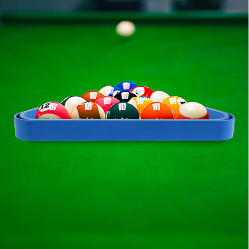 Soporte triangular de plástico para bolas de billar, azul, 1 juego 1