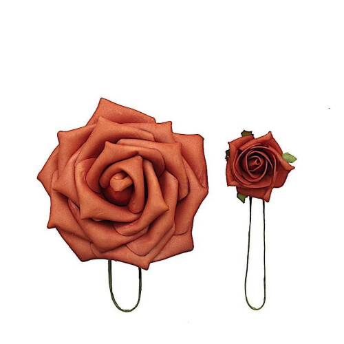 Rosas artificiais de espuma cor terracota, 2 polegadas, 24 hastes 1