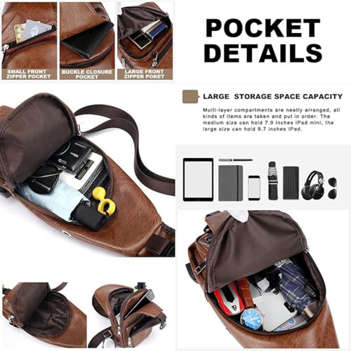 Σακίδιο πλάτης Sling Bag Crossbody για γυναίκες και άνδρες σε χακί χρώμα 2