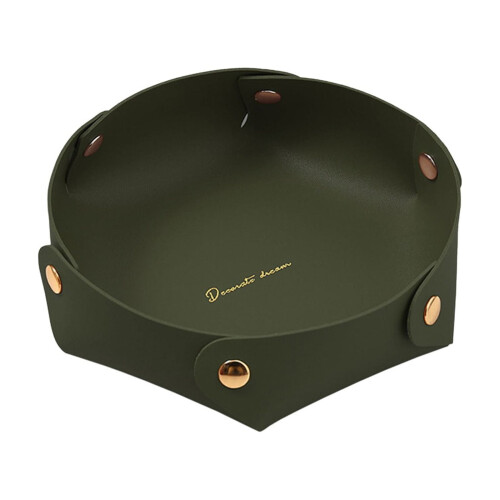 Faux Leather Tray Foldable Organizer Green