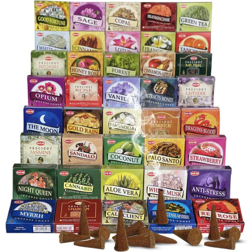 Assortiment de cônes de parfum avec support brûleur (6 pièces) 1