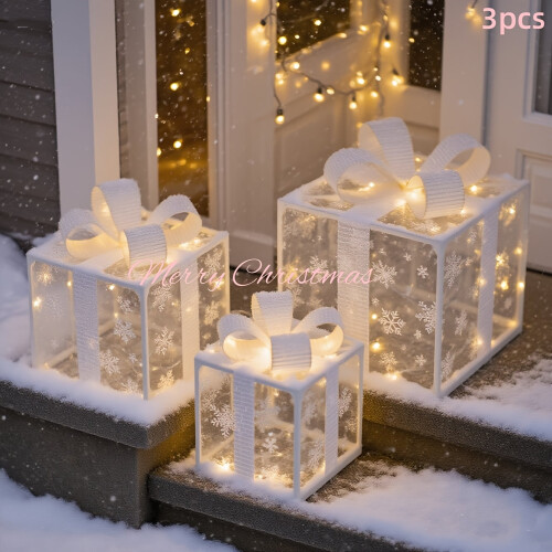 LED-Weihnachtsgeschenkboxen, warmweiß, 3 Stück, IP44 1