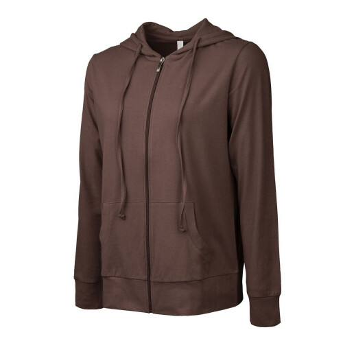 Giacca con cappuccio e zip da donna, leggera, in misto cotone. 2