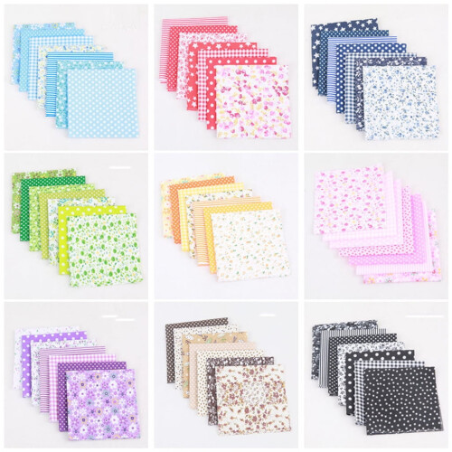 Cotton Print Fabric Squares 9.84"x9.84" 7-Pack 1
