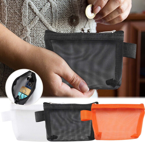 Bolsa de cosméticos em malha de nylon com zíper, 7,6 x 10,2 cm (3 x 4 polegadas). 2