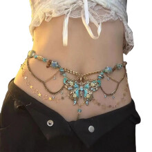 Butterfly Waist Chain Rhinestone Multilayer Belly Dance Belt