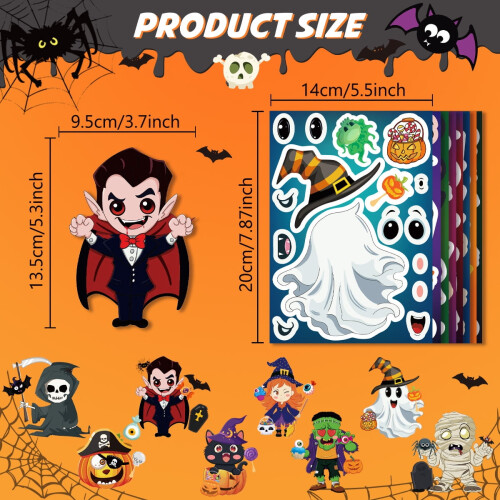 32 τεμάχια αυτοκόλλητα προσώπου για το Halloween DIY για παιδιά – Συνδυάστε και 2