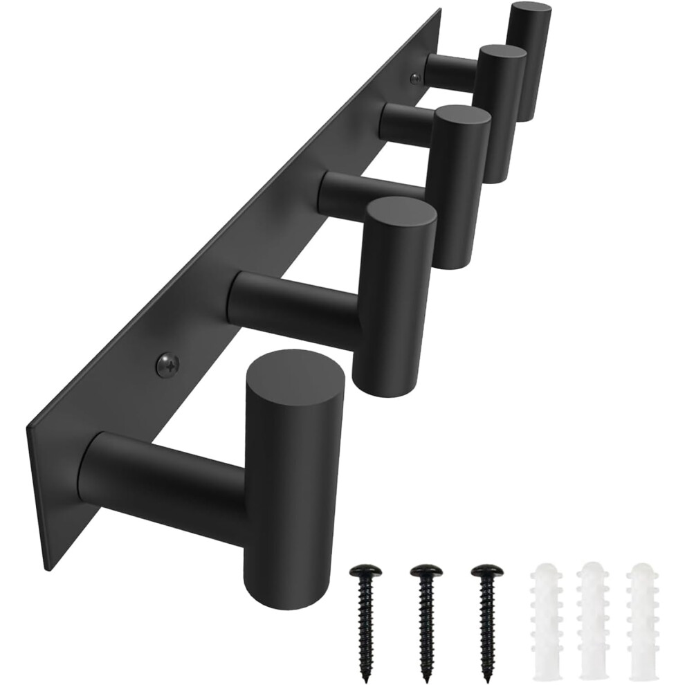Wall-Mount Coat Rack With 5 Hooks For Robes Bags Keys Towels 971050279992