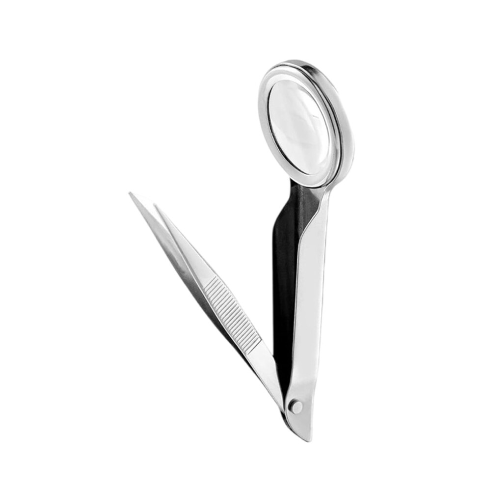 Eyebrow Tweezers with Magnifying Glass Handheld Forceps
