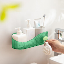 Étagère murale transparente pour salle de bain, fixation sans perçage, lot de 1