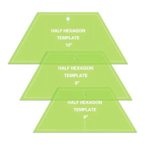 Quilting Template Acrylic Half Hexagon 3 pcs 8 9 10 inch