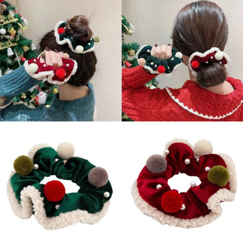 Elastici per capelli morbidi e soffici a tema natalizio, perfetti per la moda invernale. 1