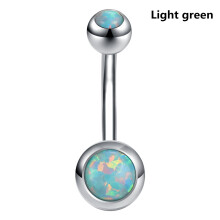 Opal Stone Stainless Steel Belly Button Ring Light Green 1