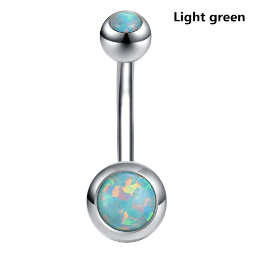 Opal Stone Stainless Steel Belly Button Ring Light Green 1