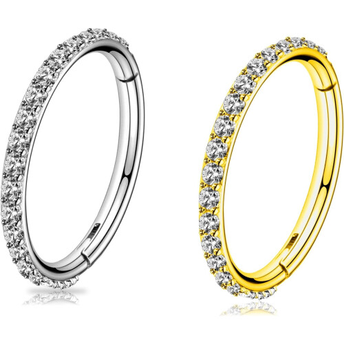 G23 Titanium Nose Hoops 16G 8mm 10mm Clear CZ