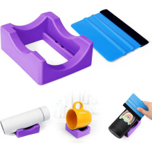 Support robuste pour gobelet avec raclette en feutre pour autocollants en vinyle – Porte-gobelet antidérapant en silicone, violet, compatible avec