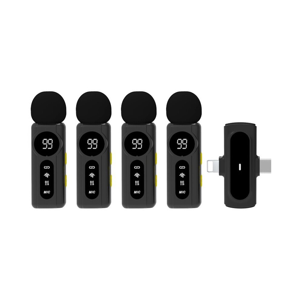 Wireless Lavalier Microphone With 4 Receiver Mic Noise-Canceling Portable Audio Video Recording Mic 6032128423281