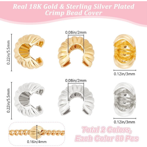 Cache-perles à sertir plaqués or 18 carats et argent sterling, 5,5 mm 1