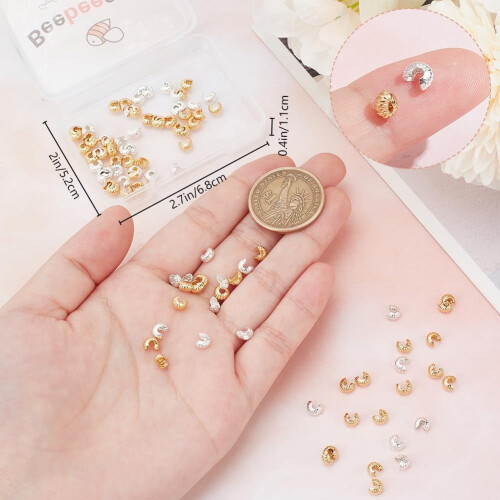 Cache-perles à sertir plaqués or 18 carats et argent sterling, 5,5 mm 2