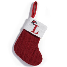 Weihnachtsstrumpf, rot gestrickt, 18 cm, personalisiert mit Initialen