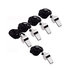 Stainless Steel Whistle for Coaches and Referees Black 5 Pcs