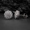 White Gold Plated 925 Sterling Silver Honeycomb Stud 2
