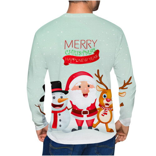 Herren-Weihnachtspullover mit Rundhalsausschnitt, grün, 3D-Schneemuster 2