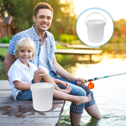 3 Gallon Plastic Bucket White Portable Container with Lid for Storage 2