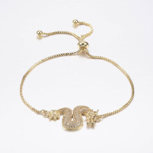 Bracciale bolo in ottone con micro pavé di zirconi, 3 pezzi, 270 mm