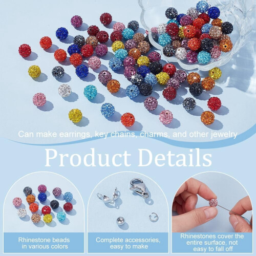 Strassperlen-Set, 10 mm, 15 Farben, 440 Stück 2