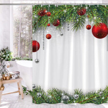 Vianočný sprchový záves, vodeodolný polyester, 90x180 cm