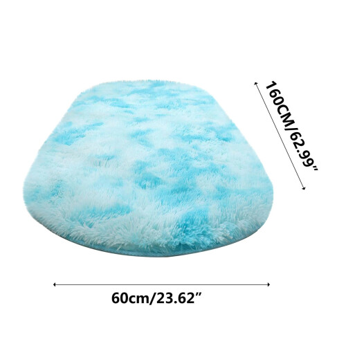 Soft Fluffy Bedroom Rug Oval Sky Blue 23.6x63 in 2