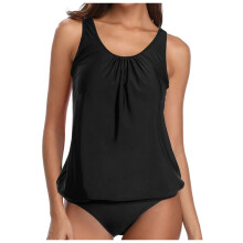 Damen-Tankini-Top mit Bügeln, V-Ausschnitt, Push-up-Effekt und Raffungen
