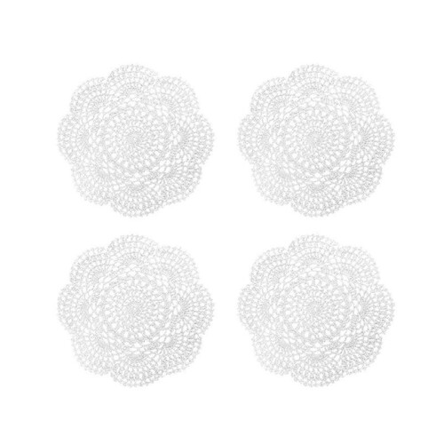 8PÇS Guardanapos de 8,6 Polegadas Crochê Redondo Guardanapo Feito À Mão Jogo Americano de Algodão Porta-Copos de Crochê (Branco) 2