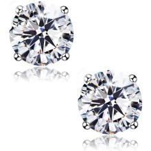 CZ stud earrings 18K white gold plated sterling silver