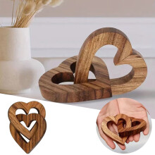 Interlocking Wood Hearts Decor – Romantic Handmade Wooden