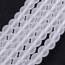Kulaté matné skleněné korálky, čiré, 10 mm, 1 mm otvor, 32 ks, 14,5 palce