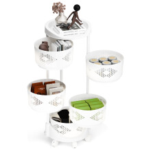 Jmismy 5-Tier Rotating Kitchen Storage Cart with 5 Lockable