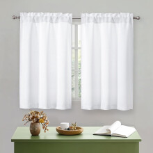 Cortinas brancas de cozinha, com filtro de luz, 2 peças de 30x45 polegadas (76x114 cm).