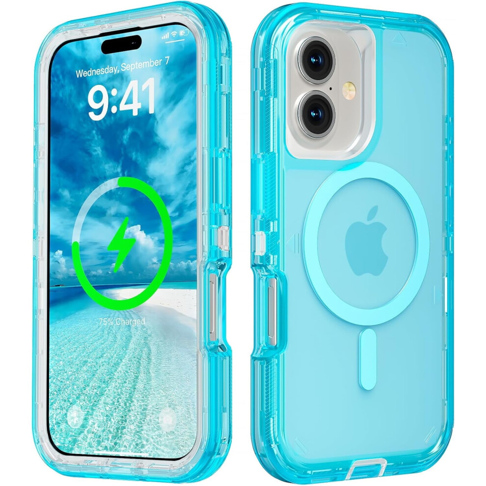 Iphone 17 Transparent Magsafe Case Crystal Triple-Layer Blue 939152644537